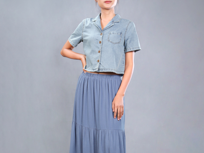 XH213309 Denim Blouse Lady