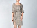 XL213402 Plaid Square Neck Dress Lady