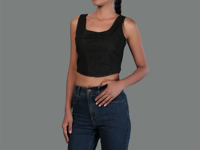 GH33328 Denim Crop Top Lady