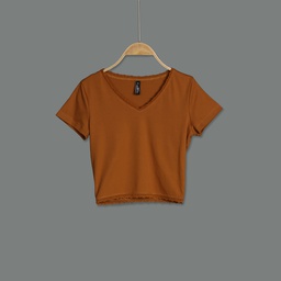 [XH213227] XH213227 V Neck Crop Top