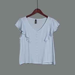 [XH213278] XH213259 Botton Down V-Neck Top Women