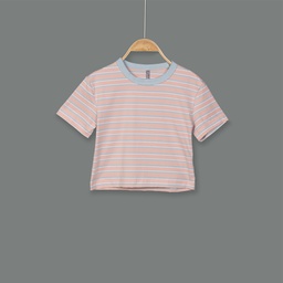 [KG21067] KG21067 Striped Baggy T-Shirt Girl
