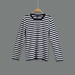 [XT113366] XT113366 Striped Long T-Shirt Lady