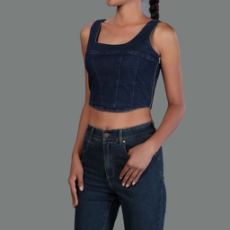 [GH33328] GH33328 Denim Crop Top Lady